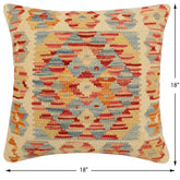 handmade Traditional Pillow Red Rust Hand-Woven SQUARE 100% WOOL Hand woven turkish pillow2' x 2'